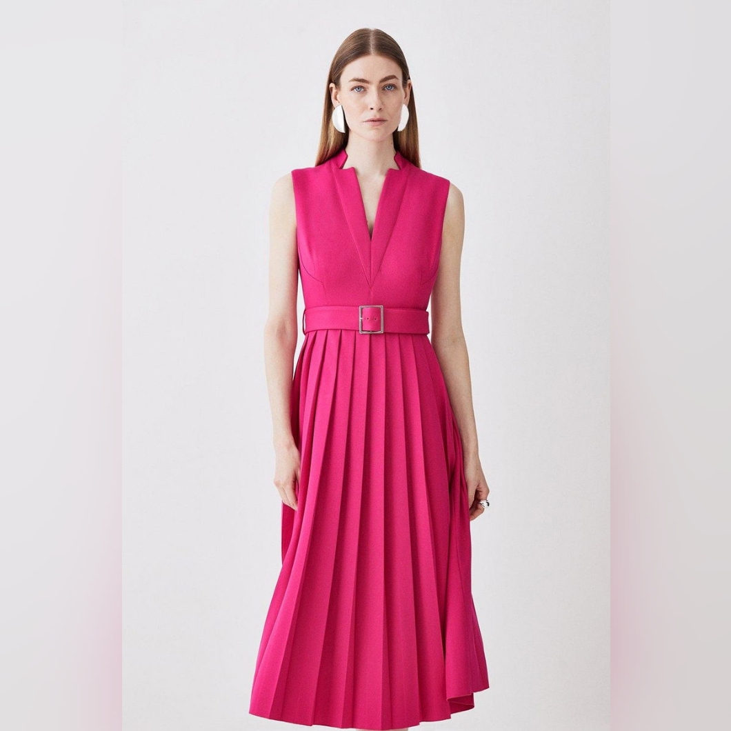 Karen Millen Fuchsia Belted Midi Dress